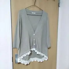 CINEMA CLUB カーディガン M ベージュ レース