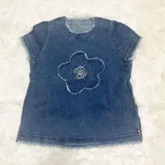 【PERSON'S】パーソンズ フラワーアップリケ ストレッチ デニムシャツ Sのサムネイル