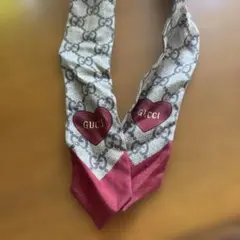 GUCCI グッチ GGプリントネックボウツイリー ベージュ／ピンク シルク