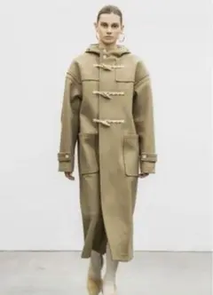 【美品 】ハイク　ダッフルコート　ヘリンボーン生地　ロング　白トグル　水牛　黒 000000023951-01-m.jpg?t=