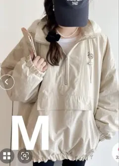 新品JAVA 防寒フリースフードジャケット アイボリー Mサイズ　プルオーバー