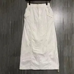ページボーイ　デニムロングスカート　ウエストゴム　白　F