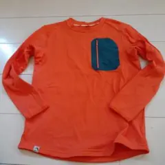 オレンジ色 長袖カットソー サイズ140cm ジッパー付きポケット ワークマン