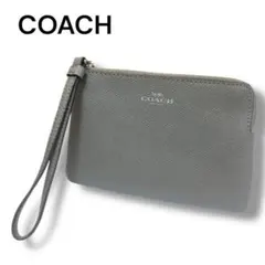 【未使用】COACH ポーチ 小物入れ リストレット付き レザー グレー