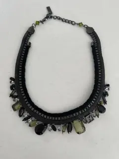 ビジュー付きブラックグリーンチョーカー