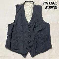 EU古着 VINTAGE スーツ ベスト ジレ M L相当 5釦 グレー 70s