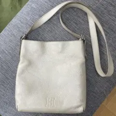 ヒロフ　アイボリー レザー ショルダーバッグ