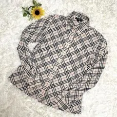 【美品】バーバリーロンドン⭐️長袖シャツ⭐️ノバチェック⭐️刺繍ロゴ⭐️Lサイズ