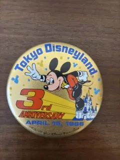 ☆ディズニー　3周年　缶バッジ　ミッキー☆東京ディズニーランド☆