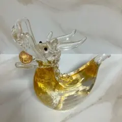 ガラス製 龍 置物 金彩 宝珠 オブジェ