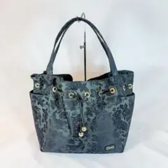 FEILER フェイラー 巾着 トートバッグ ジャガード 花柄 黒