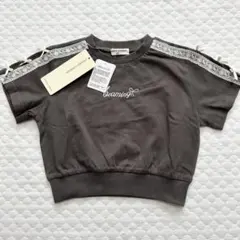 新品未使用 袖リボン半袖Tシャツ 95 トップス チャコールグレー レース 綿のサムネイル