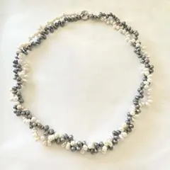 淡水2連パールネックレス　シルバー金具　本真珠