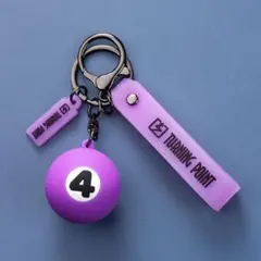 キーホルダー ビリヤードボール 4番 パープル シリコン製　新品