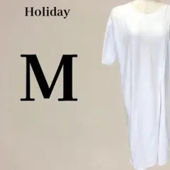 HOLIDAY ホリデイ 前スリット入り 半袖 Tシャツワンピース M ホワイトのサムネイル