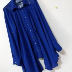 レース　ブラウス　トップス　 長袖　チュニック　ミセス　シニア