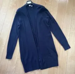 GAP ギャップ M ロングカーディガン サイドスリット ネイビー