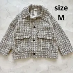 H&M テクスチャードジャケット ツイードジャケット フリンジ オーバーサイズ