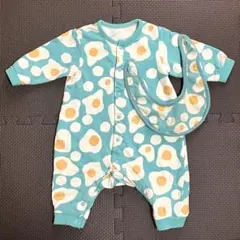 BREEZE 総柄 目玉焼き カバーオール 長袖 70 スタイ セット