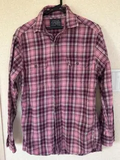 FLANNEL ピンク系チェック 長袖シャツ M