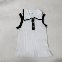 【美品】Gracechill ノースリーブポロシャツ 　白　黒