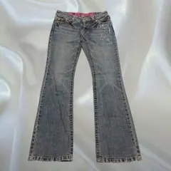 y2k 00s 平成 ブーツカットデニム ベルボトム ローライズ ビジュー