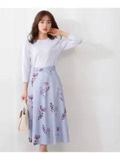 EDIT COLOGNE プロポーションボディドレッシング　花柄フレアスカート