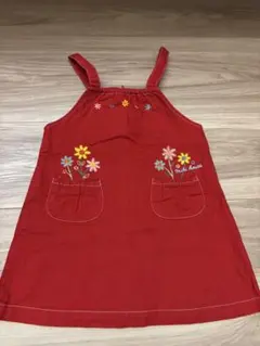 MIKI HOUSE 赤い花刺繍 ワンピース 90
