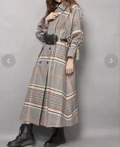 新品タグ付きFRAY IDフレイアイディードルマントレンチコートチェック柄1