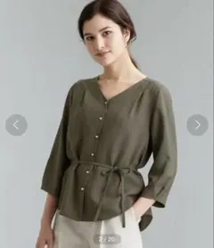 green label relaxing 七分袖ブラウス グリーン