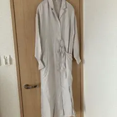 KBF+ アシンメトリーシャツワンピース ベージュ