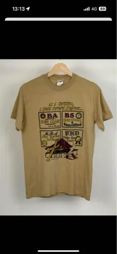GILDAN ベージュ Tシャツ Sサイズ グラフィックプリント