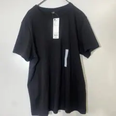 新品GU ブラック コットンスムースクルーネックTシャツ L