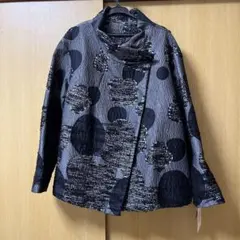 LEONARD 和柄フラワー カンカン ウール ダブルブレスト厚手ジャケット 