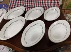 未使用品　カレー皿 6枚セット 楕円形 磁器のサムネイル