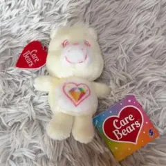 ケアベア ハートチャーム付きマスコット 白　ホワイト