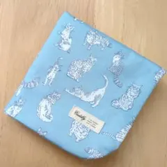 ハンドメイド　リバティ　Meow 猫柄　ローン＋6重ガーゼハンカチ