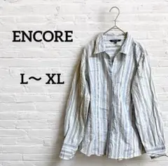 海外古着♡ENCORE【L〜XL】水色ストライプシャツユニセックスオーバーサイズ
