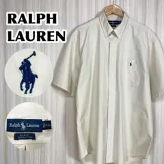 ☆希少☆良好☆ラルフローレン 半袖 BDシャツ LL アイボリー 胸ポケット