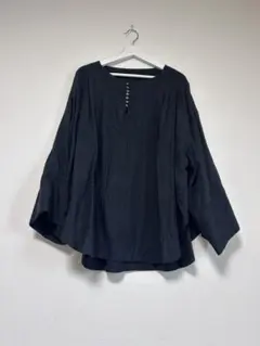 美品】MACPHEE 2wayラミークルーネックバックボタンブラウス ゆったり 