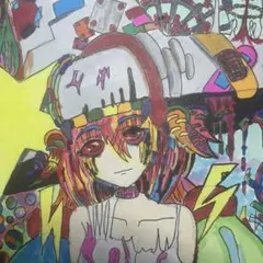 手描きイラスト 094】オリジナル原画色紙美人画コピック「白い悪魔