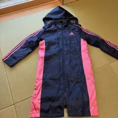 adidas フード付きベンチコート 140(S) ネイビー/ピンク