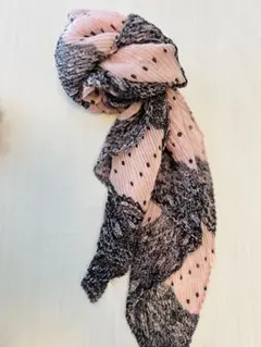 ピンク・黒 ドット・レース ストール