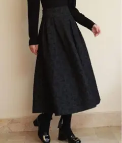 SAISON DE PALILLON フクレジャガードフレアハイウエストスカート