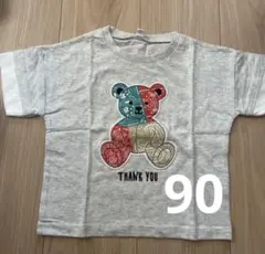 バンダナ柄クマプリント半袖Tシャツ 90新品
