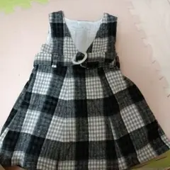グレー系チェック Vネックワンピース