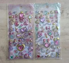 ジュエル　シール　くま　うさぎ　ステッキ　2枚　　キラキラ　宝石　ぷっくり