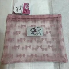 【新品】ディズニー マリーちゃん リボン柄 メッシュポーチ