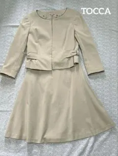 TOCCA セットアップ ノーカラージャケット ベージュ サイズ0 セレモニー