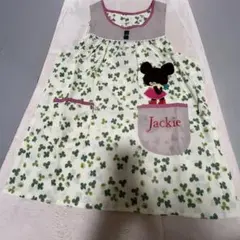 新品未使用！保育士Jackie クマの学校クローバー柄エプロンM〜L